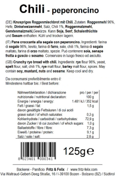 Fritz&Felix Mini Schüttelbrot Chili 125 Gramm, 12 Stück im Karton