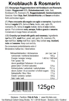 Fritz&Felix Mini Schüttelbrot Knoblauch & Rosmarin 125 Gramm