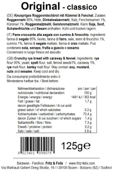 Fritz&Felix Mini Schüttelbrot Original 125 Gramm